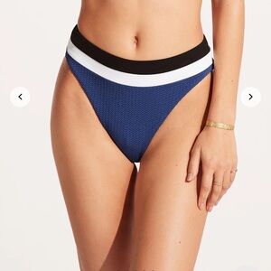 NWT Seafolly Slice of Splice Spliced High Rise Bikini Bottom